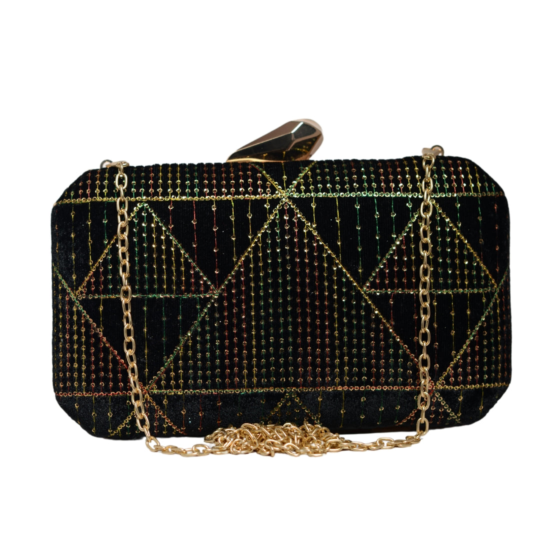 Multicolour Black Embroidery Clutch