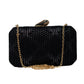 Black and Silver Sequins Embroidery Party Clutch