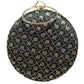 Black Sequins Embroidery Round Clutch
