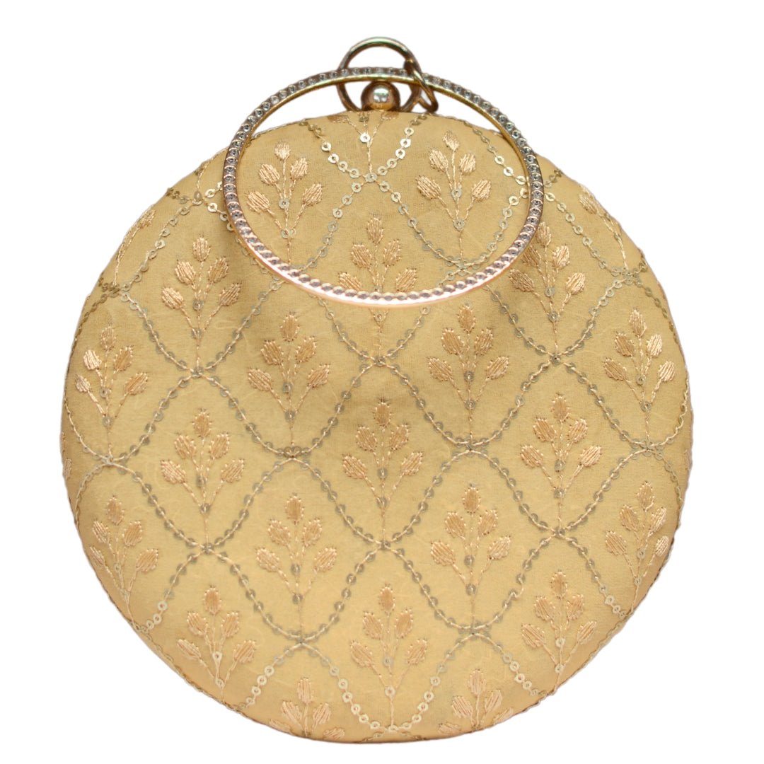 Golden Embroidery Round Clutch