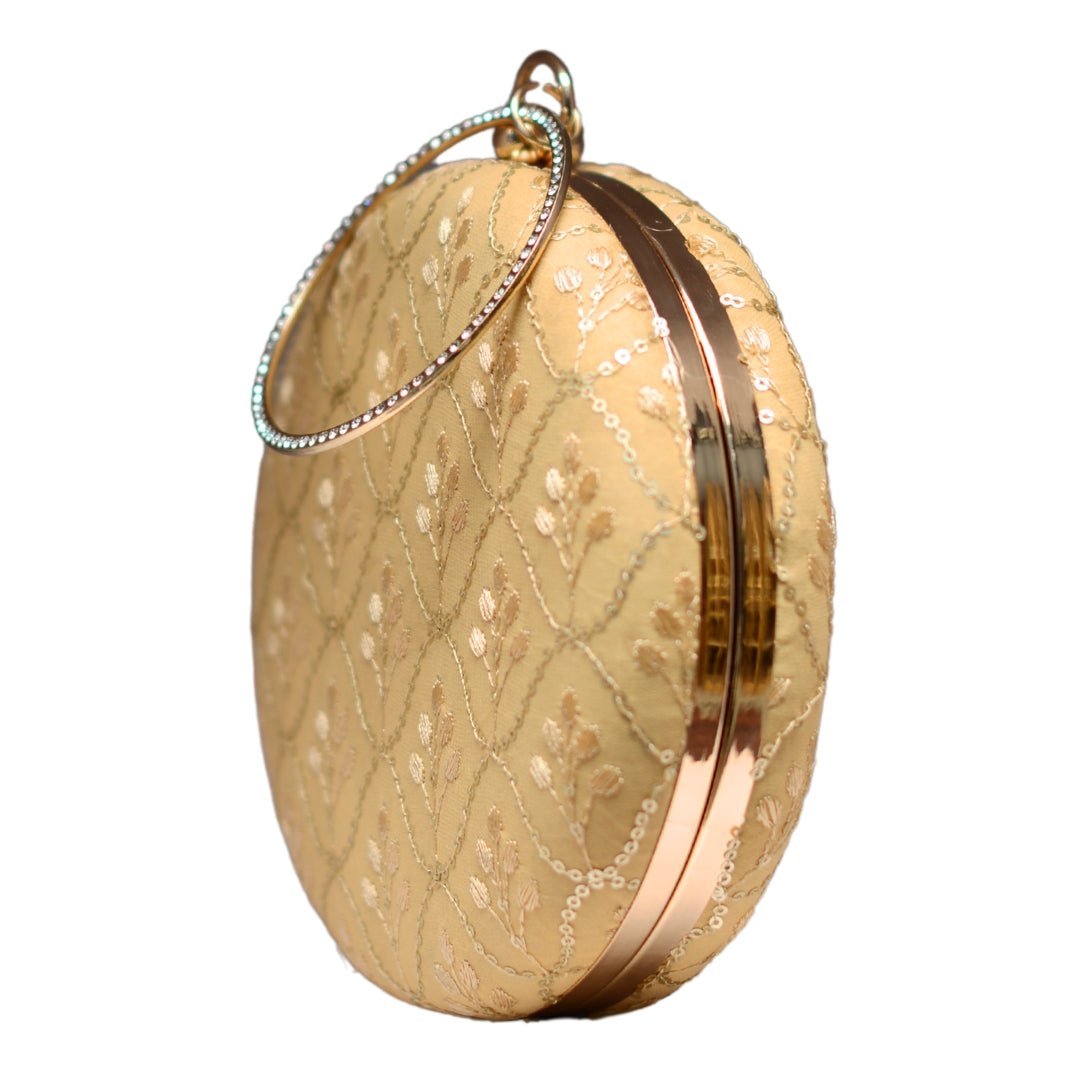 Golden Embroidery Round Clutch