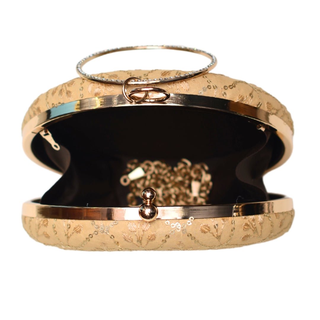 Golden Embroidery Round Clutch