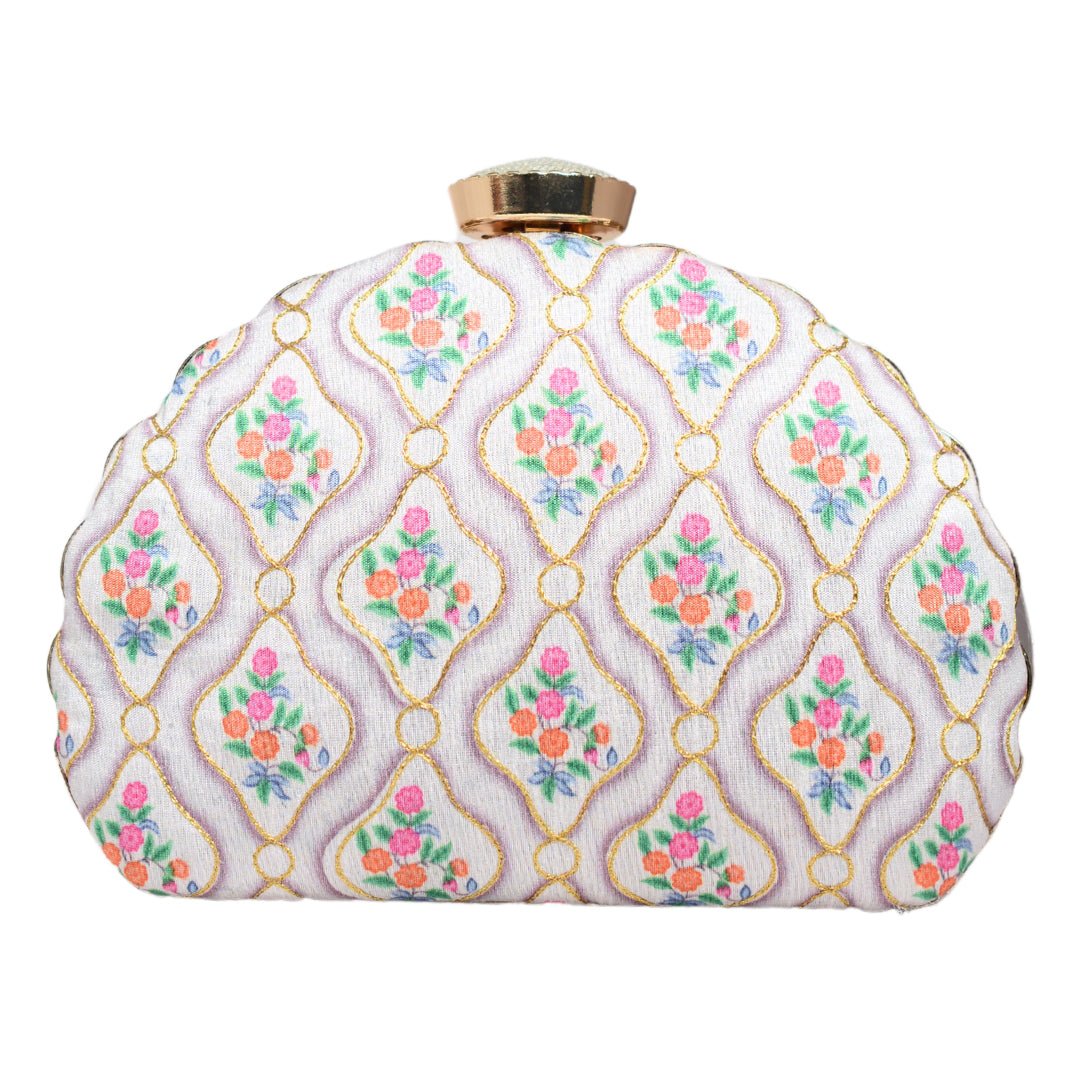 White Symmetrical Moon Shaped Clutch