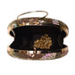 Golden And White Sequins Embroidery Round Clutch