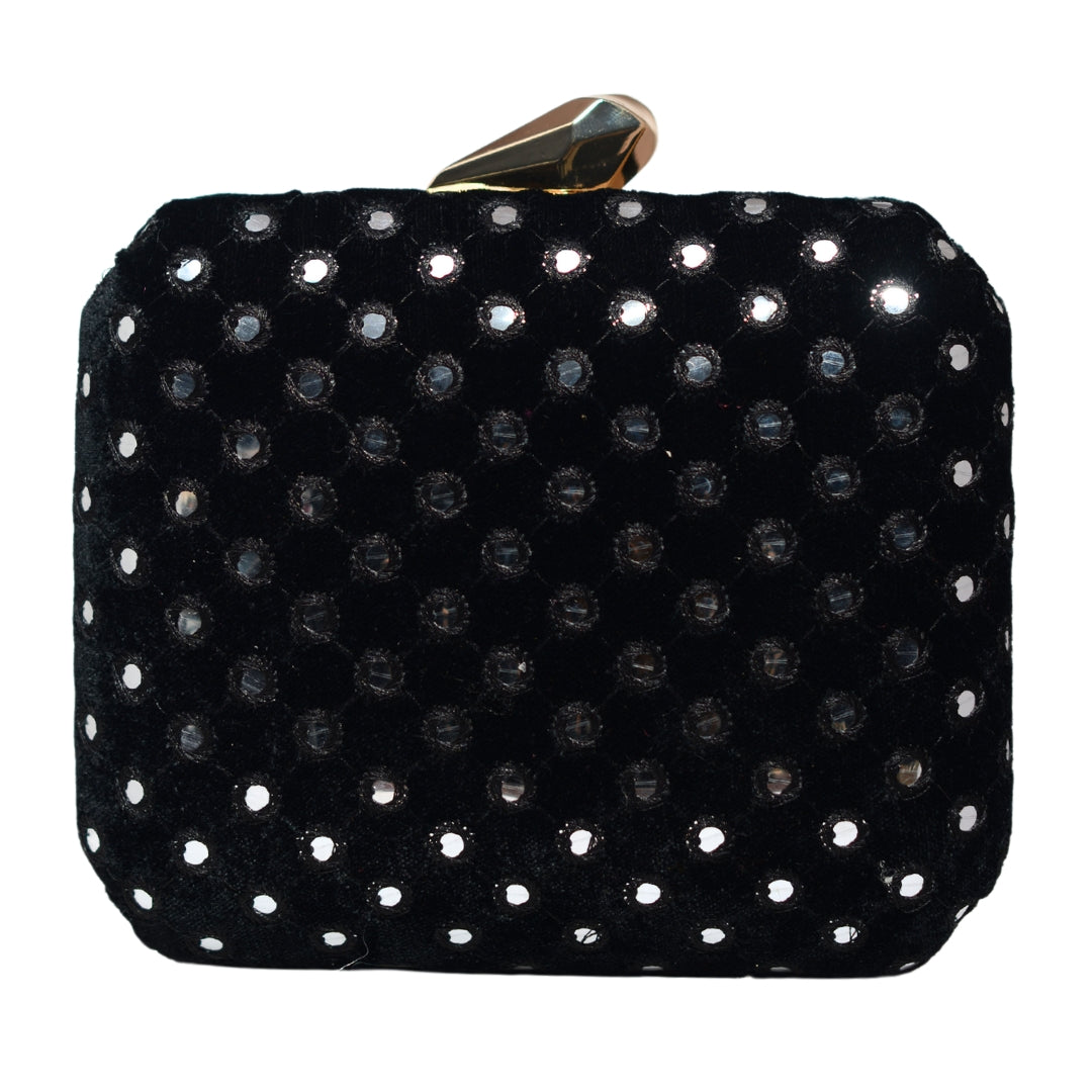 Black Sequins Embroidery Clutch