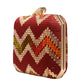 Red Zigzag Embroidery Fabric Clutch