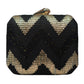 Black Zigzag Embroidery Fabric Clutch