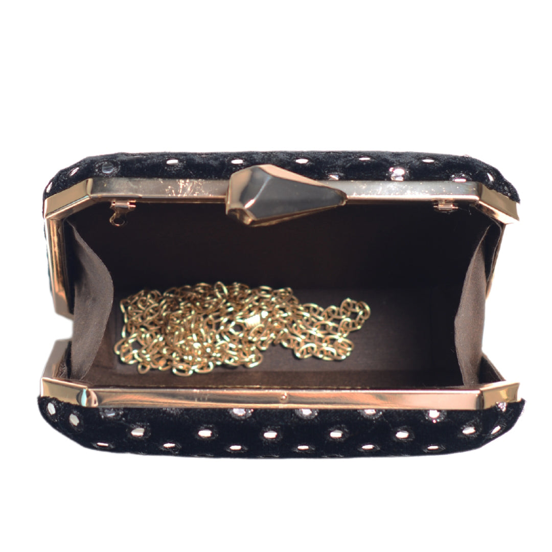 Black Sequins Embroidery Clutch