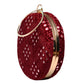 Maroon Sequins Embroidery Round Clutch