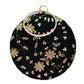 Black Floral Embroidery Round Clutch