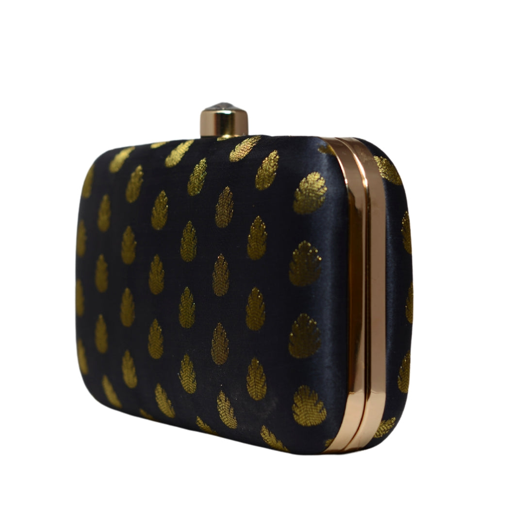 Black Brocade Fabric Clutch