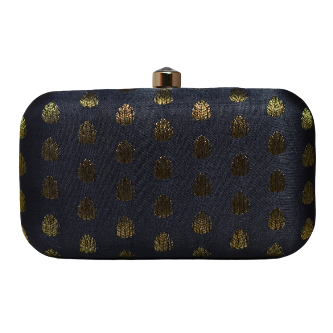 Black Brocade Fabric Clutch