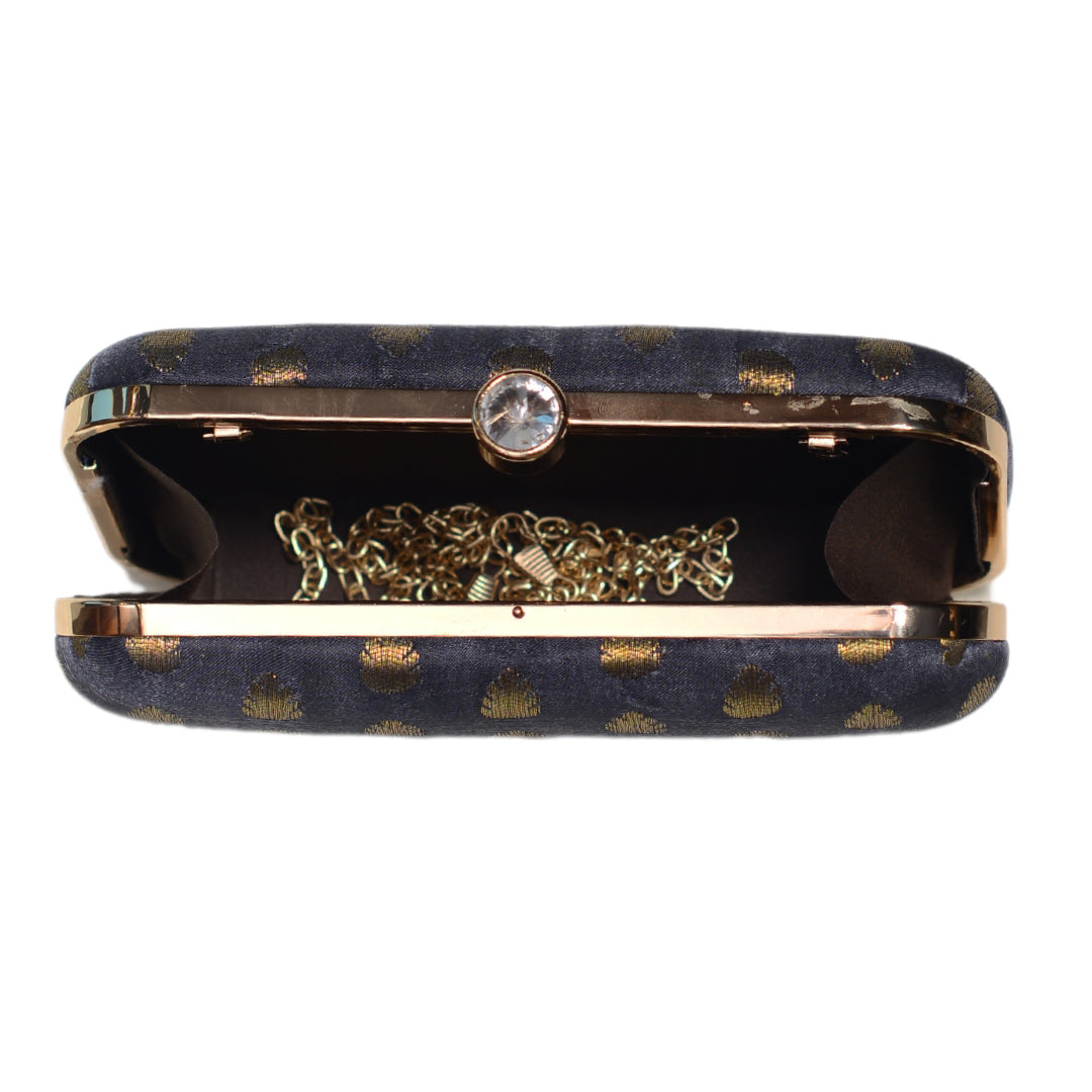 Black Brocade Fabric Clutch