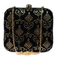 Black Sequins Multipattern Embroidery Clutch