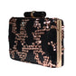 Rose Gold Sequins Pattern Black Embroidery Clutch