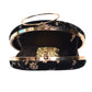 Black And Golden Floral Sequins Embroidery Clutch