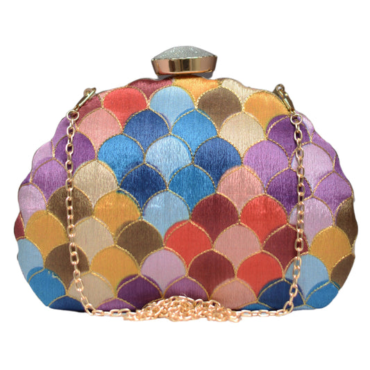 Multicolour Pattern Embroidery Clutch