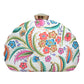 White Floral Printed Moon Shaped Clutch