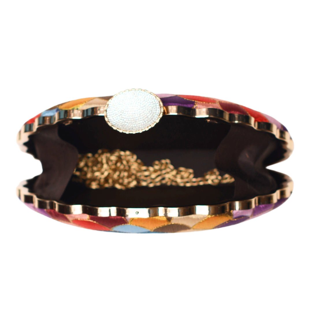 Multicolour Pattern Embroidery Clutch