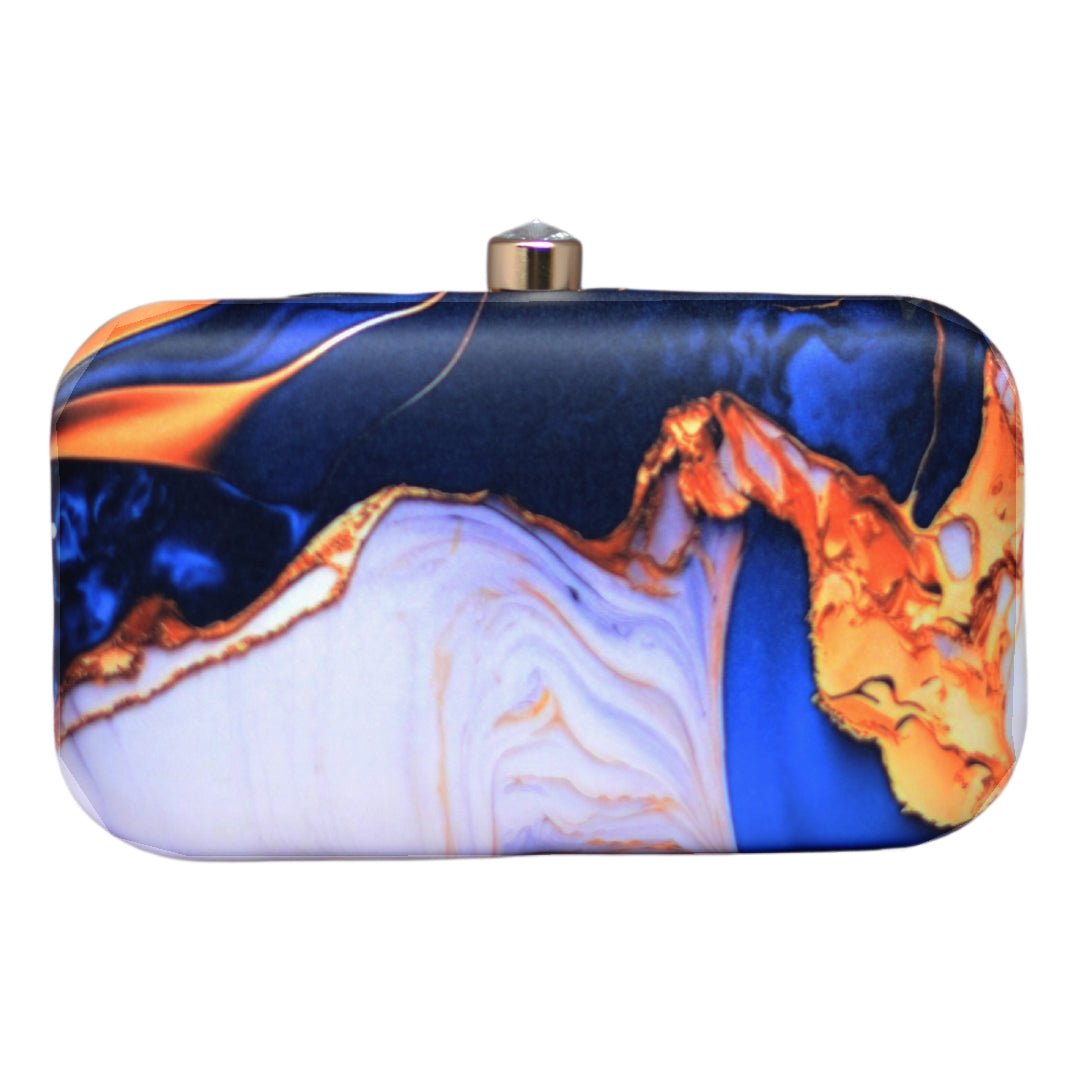 Royal Blue Flow Art Printed Clutch