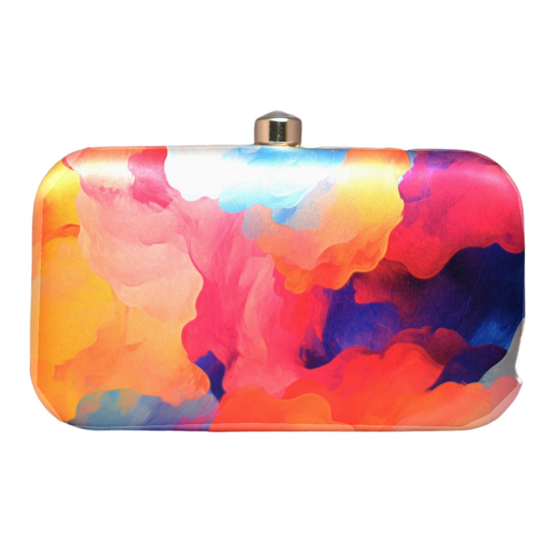 Multicolour Flow Art Printed Clutch