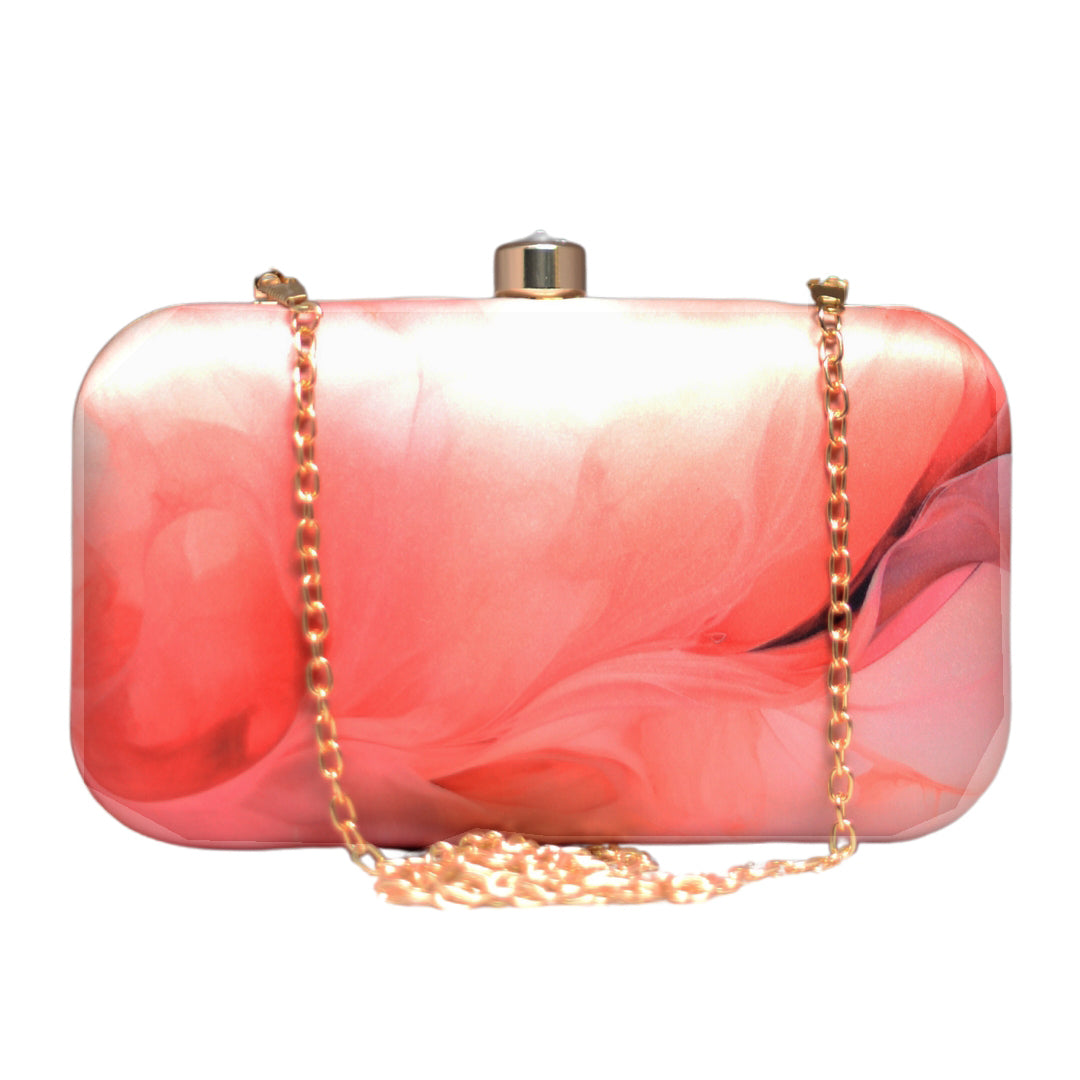 Pink Flow Art Printed Clutch