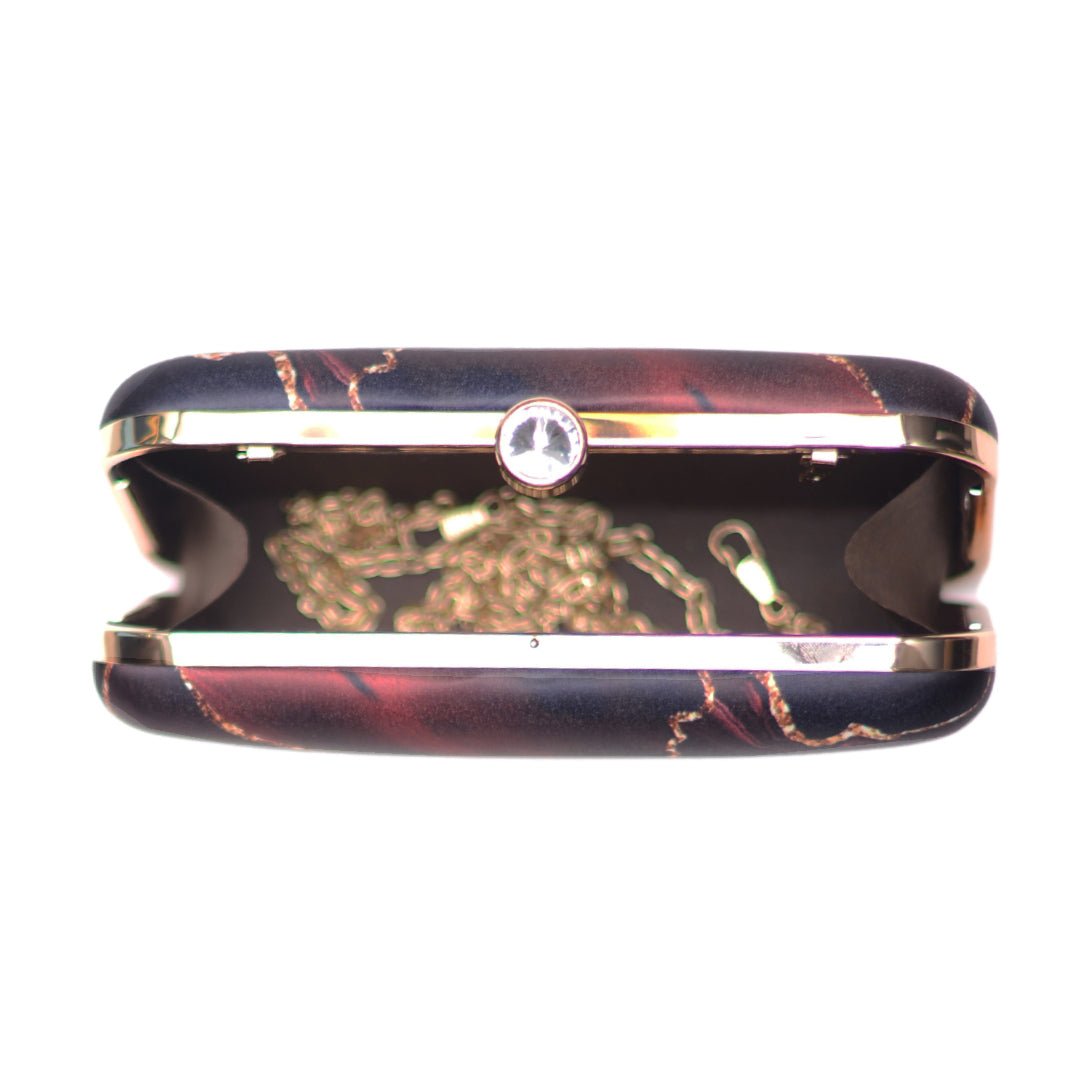 Wine Color Flow Art Printed Clutch