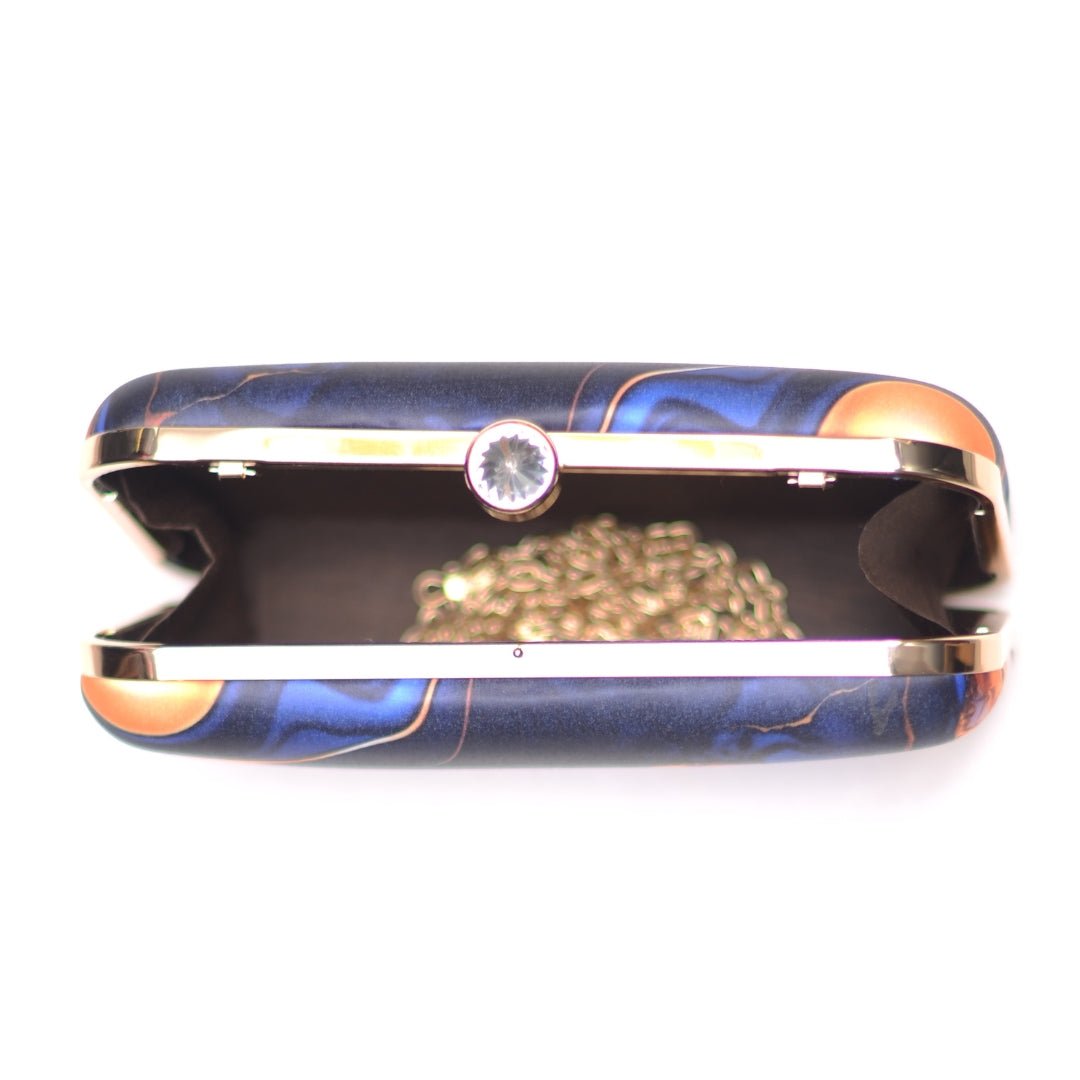 Royal Blue Flow Art Printed Clutch