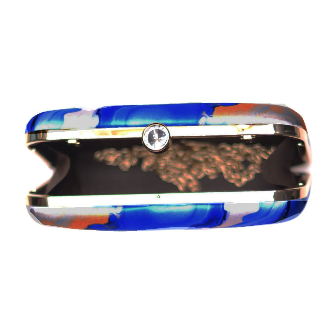 Blue And White Flow Art Printed Clutch