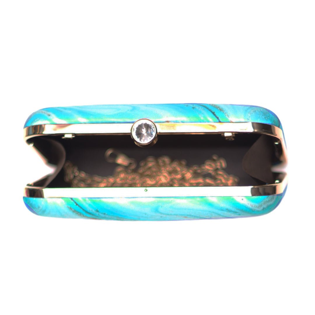 Sky Blue Flow Art Printed Clutch