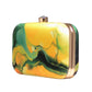 Green And Yellow Flow Art Printed Clutch