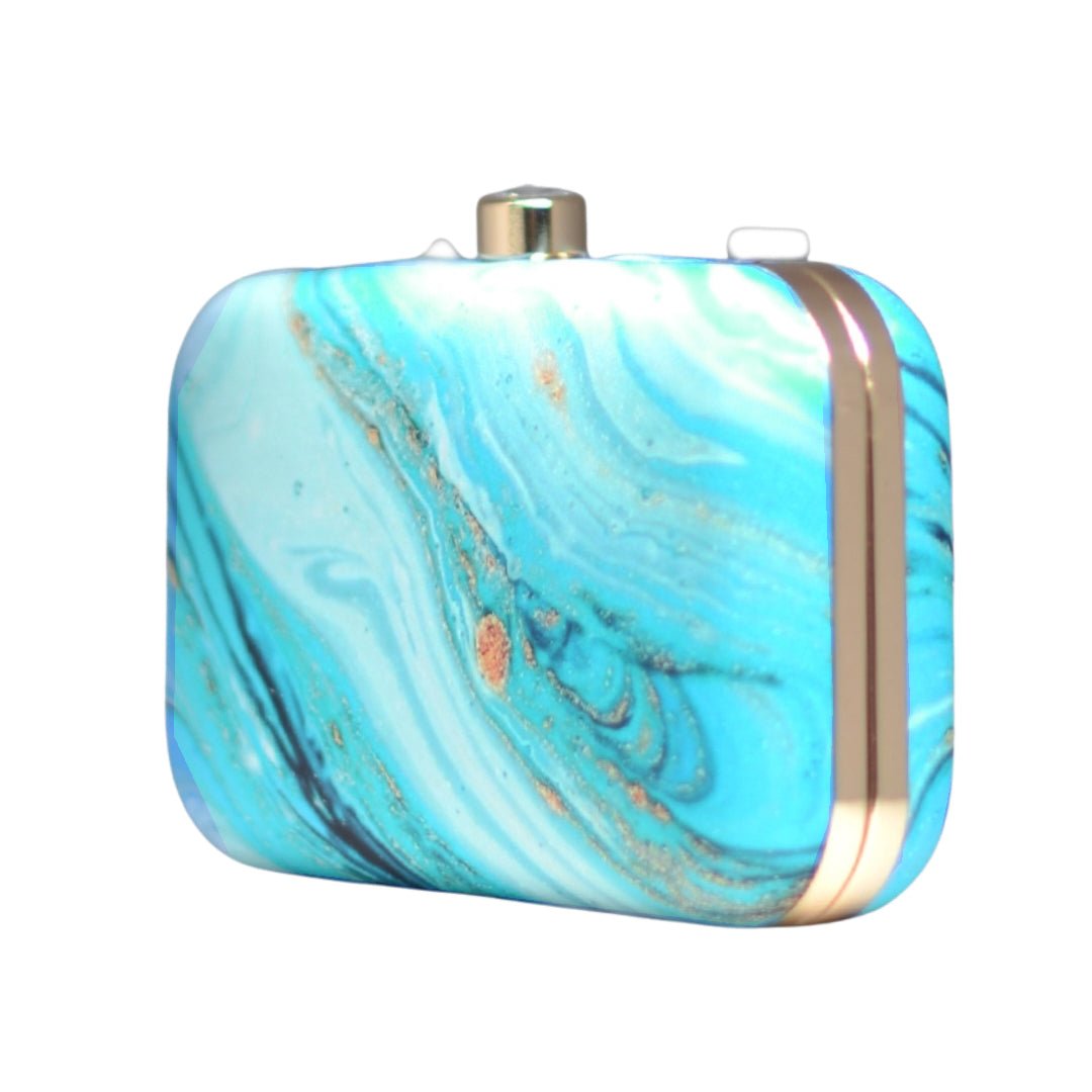 Sky Blue Flow Art Printed Clutch