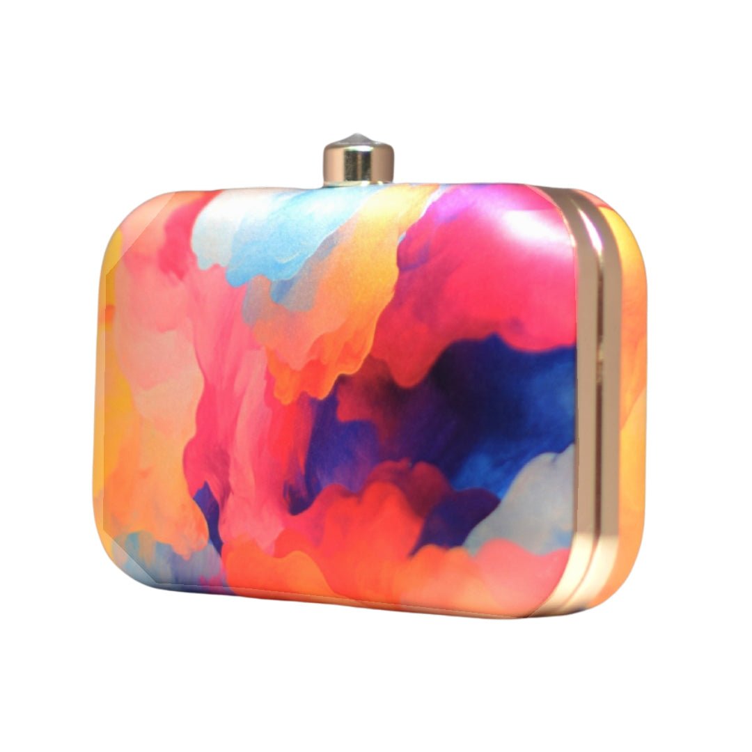 Multicolour Flow Art Printed Clutch