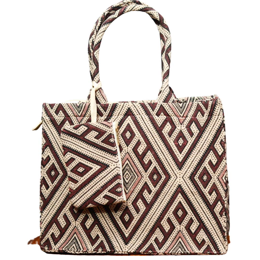 Wine Jacquard Box Style Tote bag