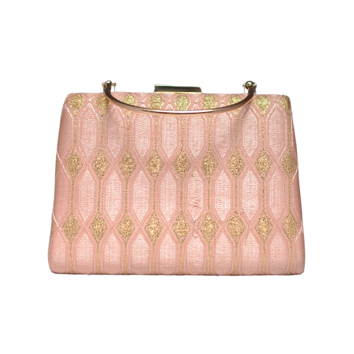 Peach And Golden Embroidery Clutch
