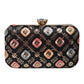 Black Sequins Multicolor Embroidery Clutch