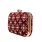 Maroon Sequins Rectangle Embroidery Clutch