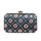 Jade Blue Sequins Rectangle Embroidery Clutch