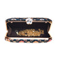 Jade Blue Sequins Rectangle Embroidery Clutch