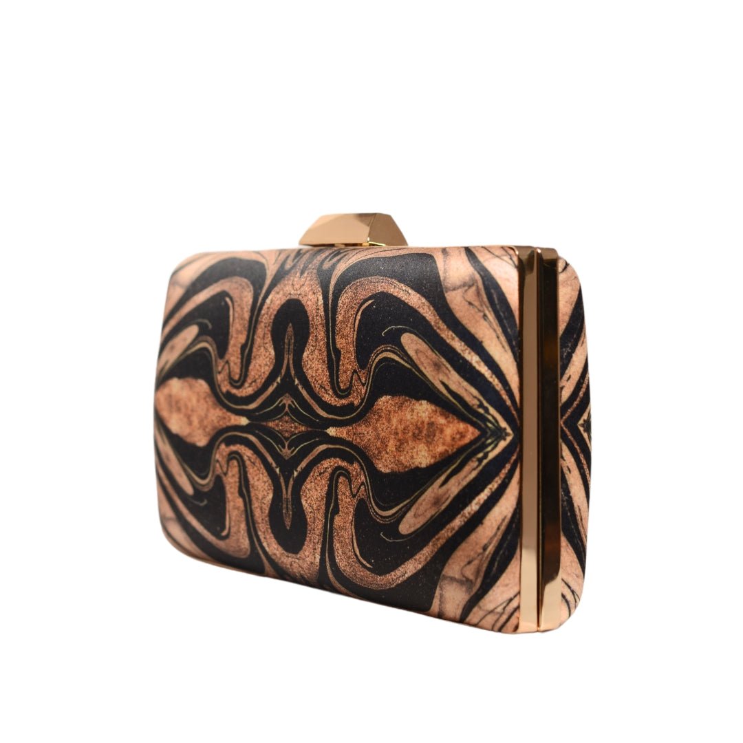 Brown And Black Printed Clutch