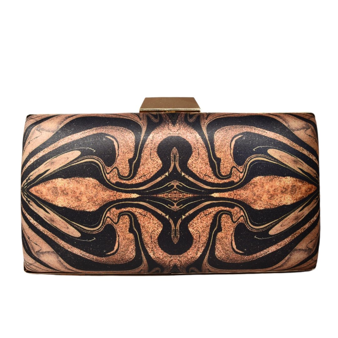 Brown And Black Printed Clutch
