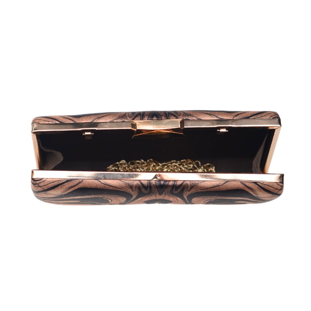 Brown And Black Printed Clutch