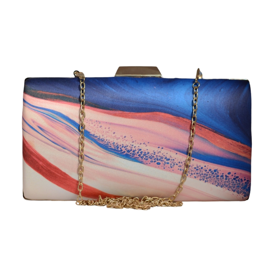 Artklim Blue And Pink Printed Clutch