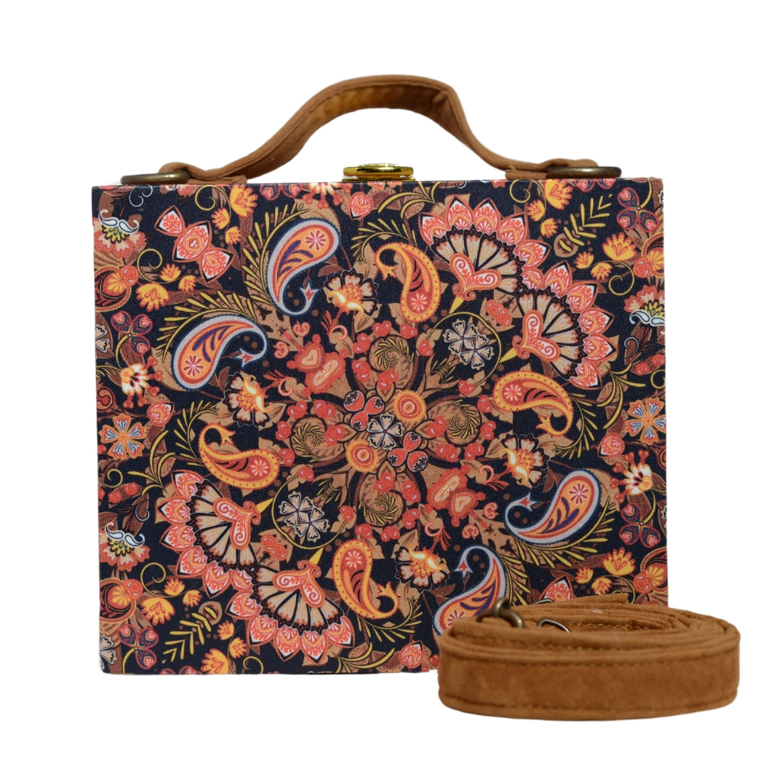 Artklim Paisley Printed Suitcase Style Clutch