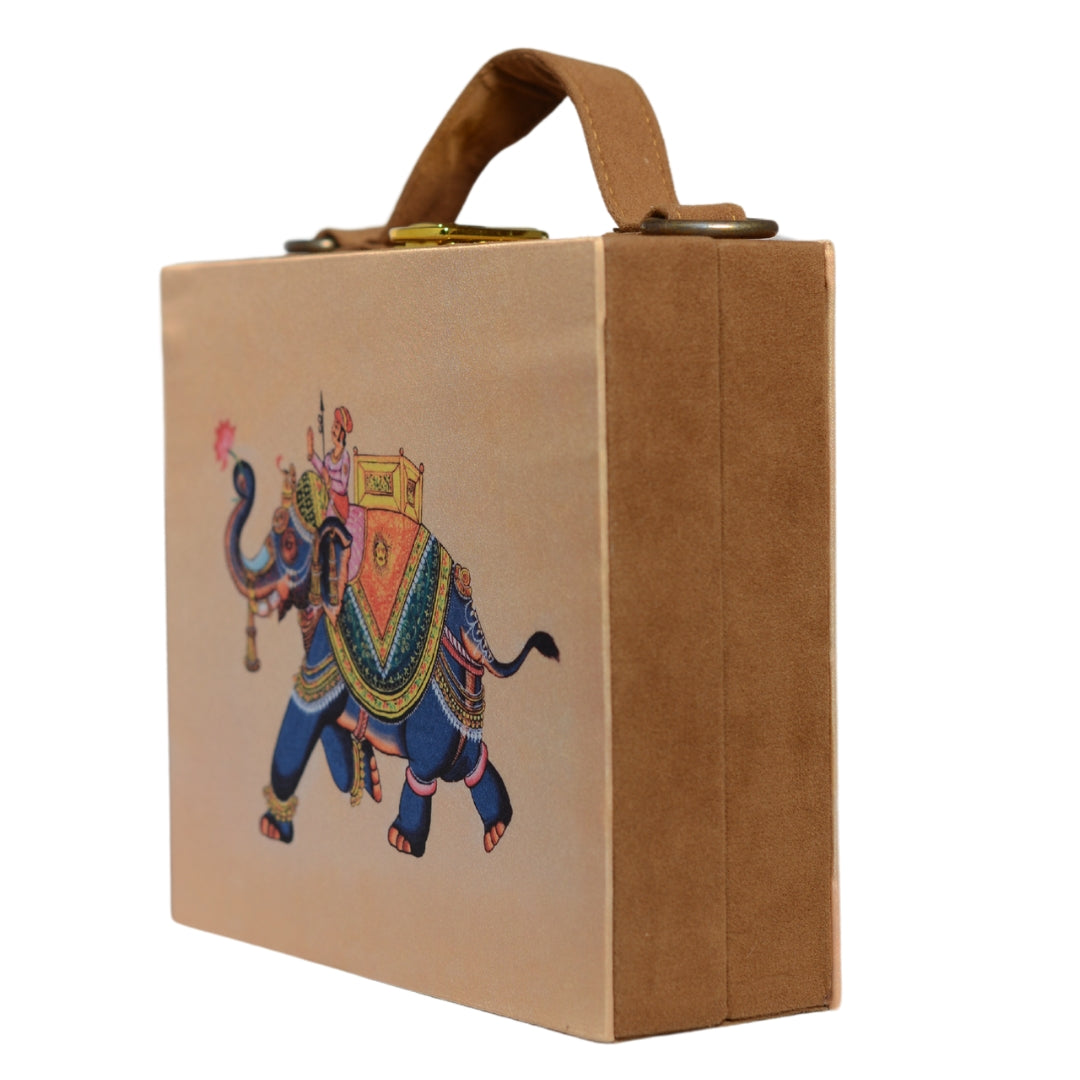 Artklim Elephant Printed Suitcase Style Clutch Bag