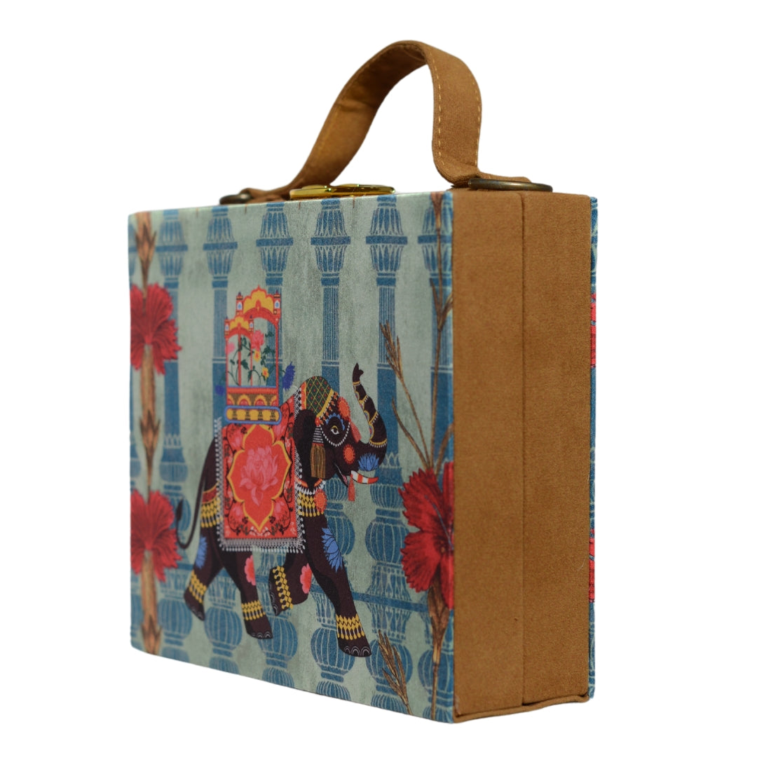 Artklim Elephant Print Suitcase Style Clutch Bag