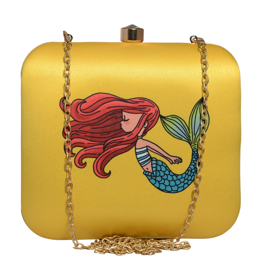 Artklim Mermaid Print Clutch Bag with Detachable Sling