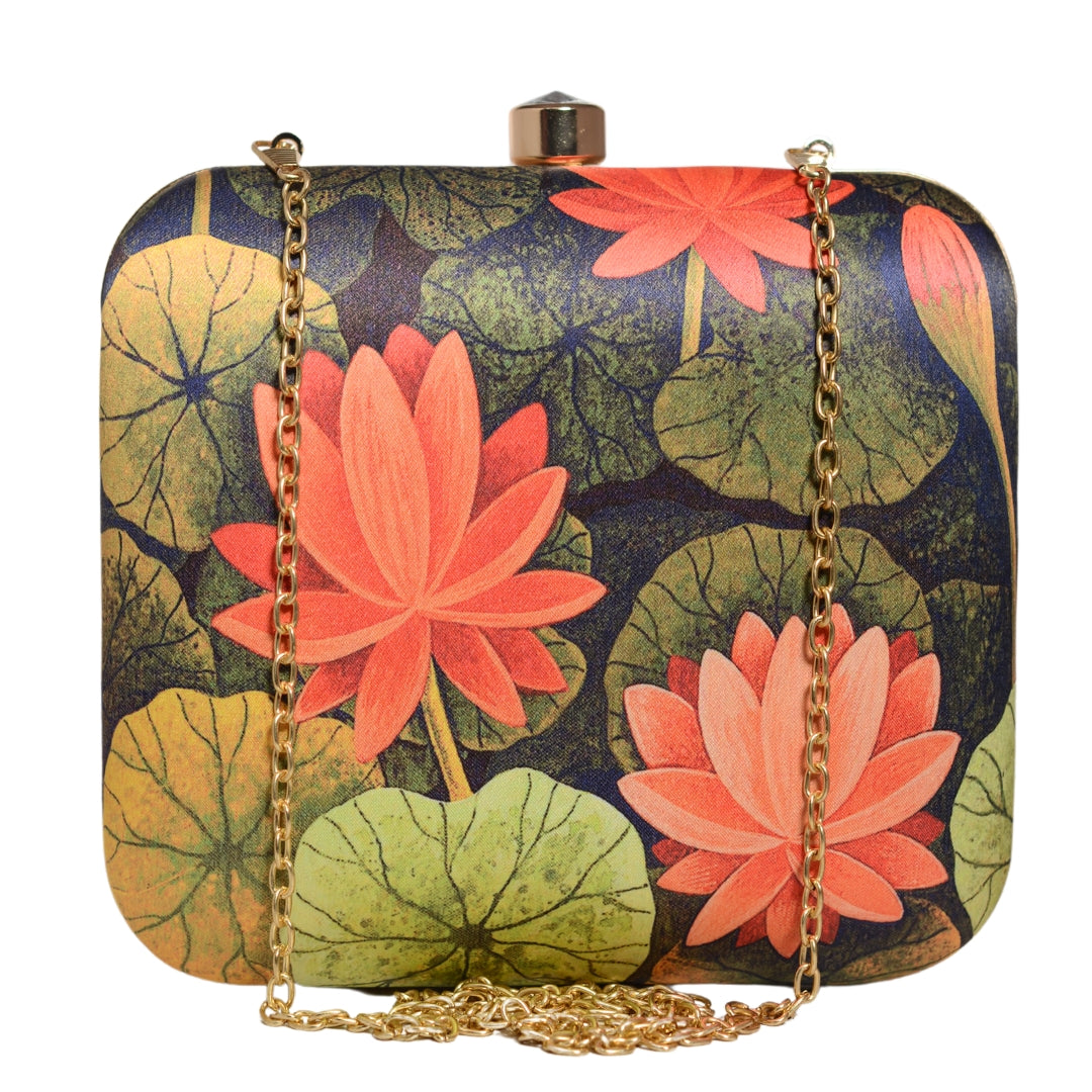 Artklim Lotus Printed Clutch Bag