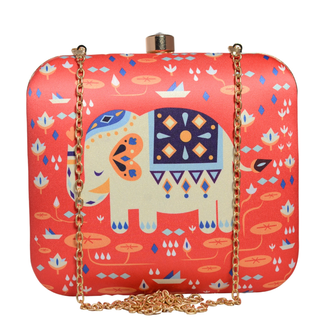 Artklim Quirky Elephant Printed Clutch