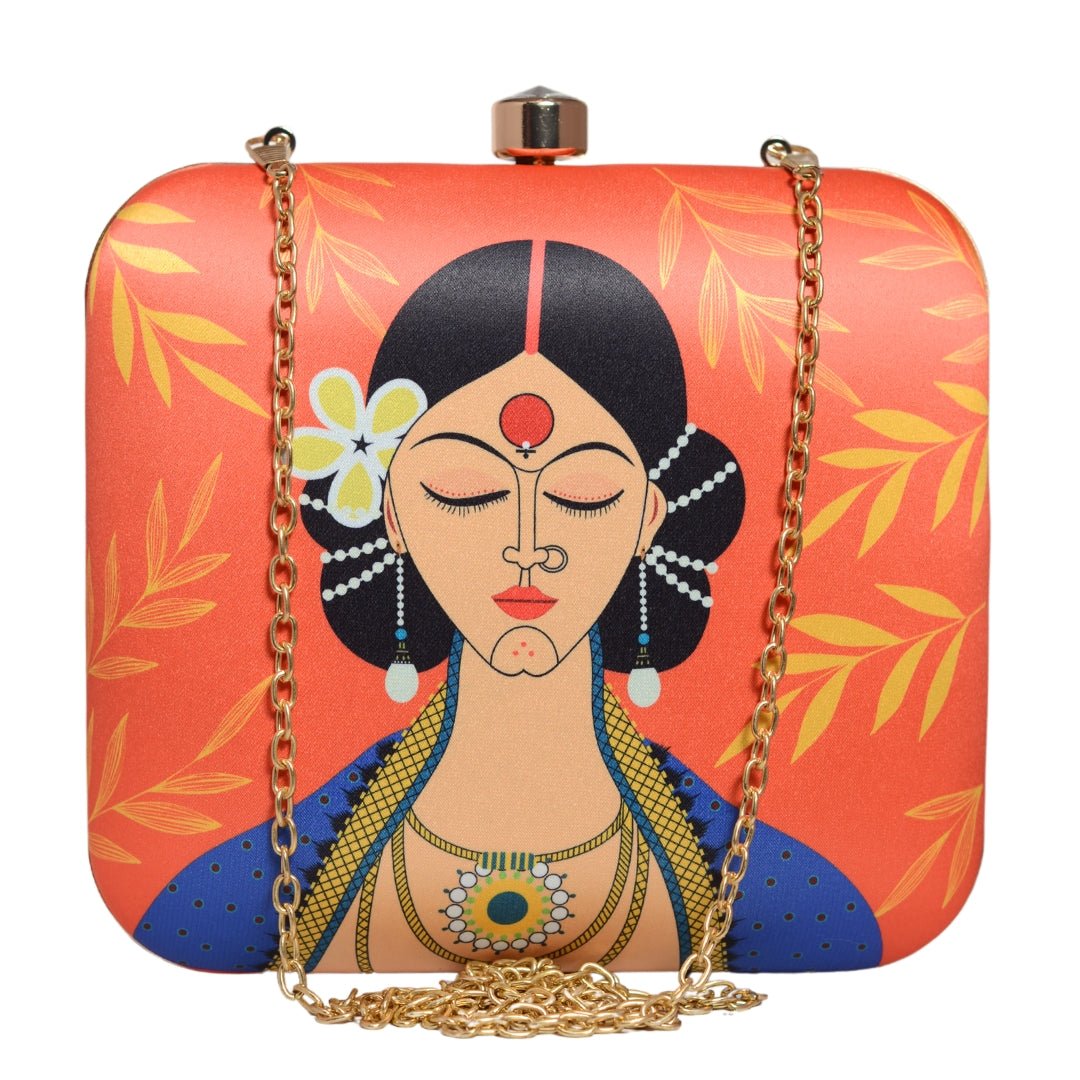 Artklim Pretty Indian Lady Printed Clutch Bag